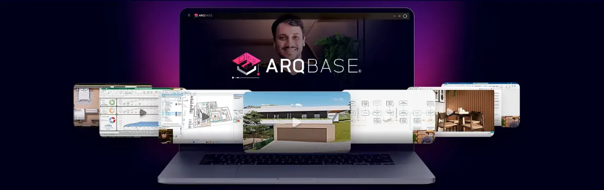 Plataforma ArqBase aberta em um notebook