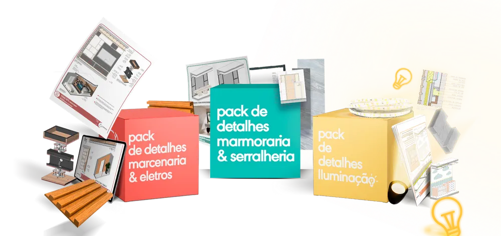 Mockup do Pack de Detalhes: pranchas em DWG, PDF e SKP